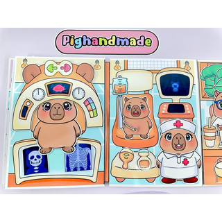 Đồ chơi bóc dán Bệnh viện Capybara - Búp bê giấy Pighandmade