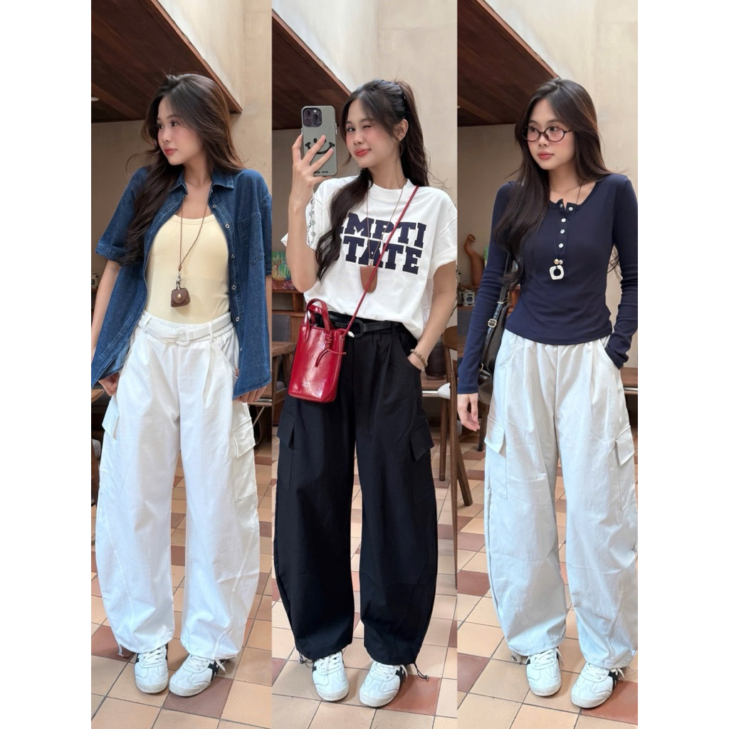 [RÁCH STORE] Quần vải - 2582 - túi hộp 2 bên - rút lai | Shopee Việt Nam