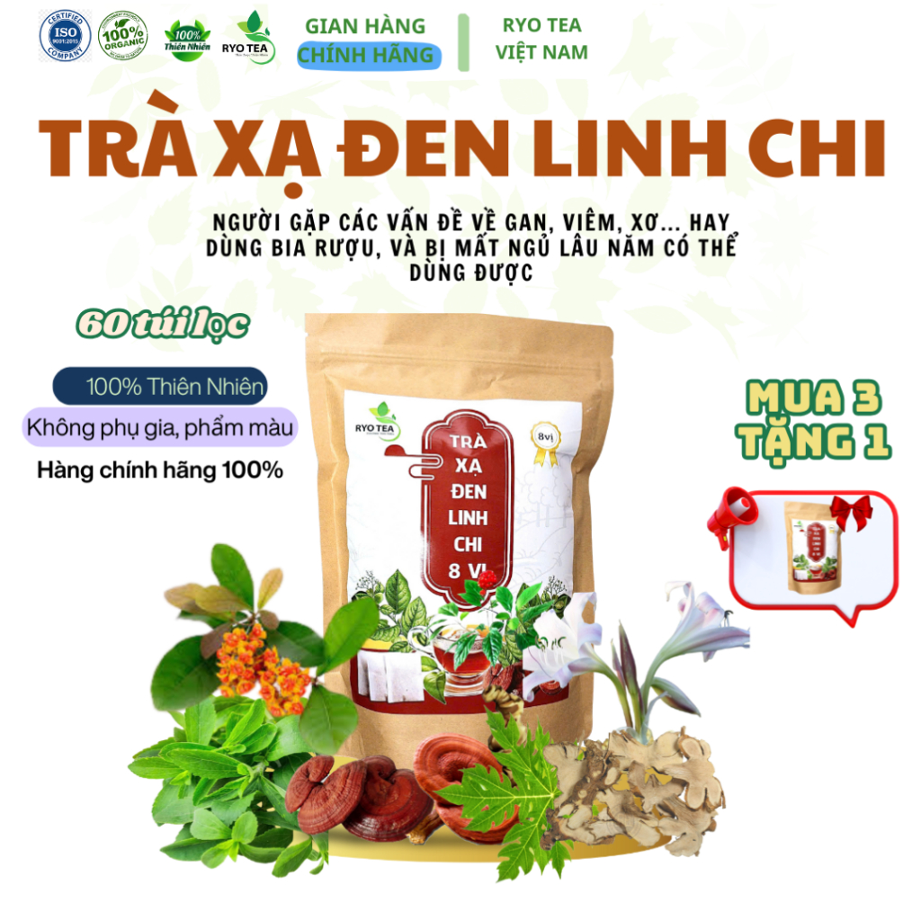 Mua 2 Tặng 30 Gói Trà Xạ Đen Linh Chi Ryo Tea Hỗ Trợ Cho Người Có Men Gan,Xơ Gan,Viêm Gan, Mất Ngủ