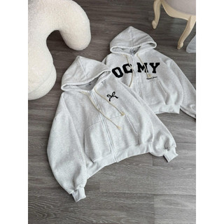 Áo khoác nỉ chất nỉ cotton form rộng tay bồng mũ hai lớp