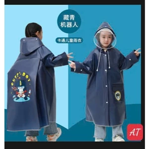 Áo Mưa Trẻ Em Có Khóa Kéo, Ngăn Đựng Cặp, Chất Liệu EVA Chống Thấm, Bền, Nhẹ