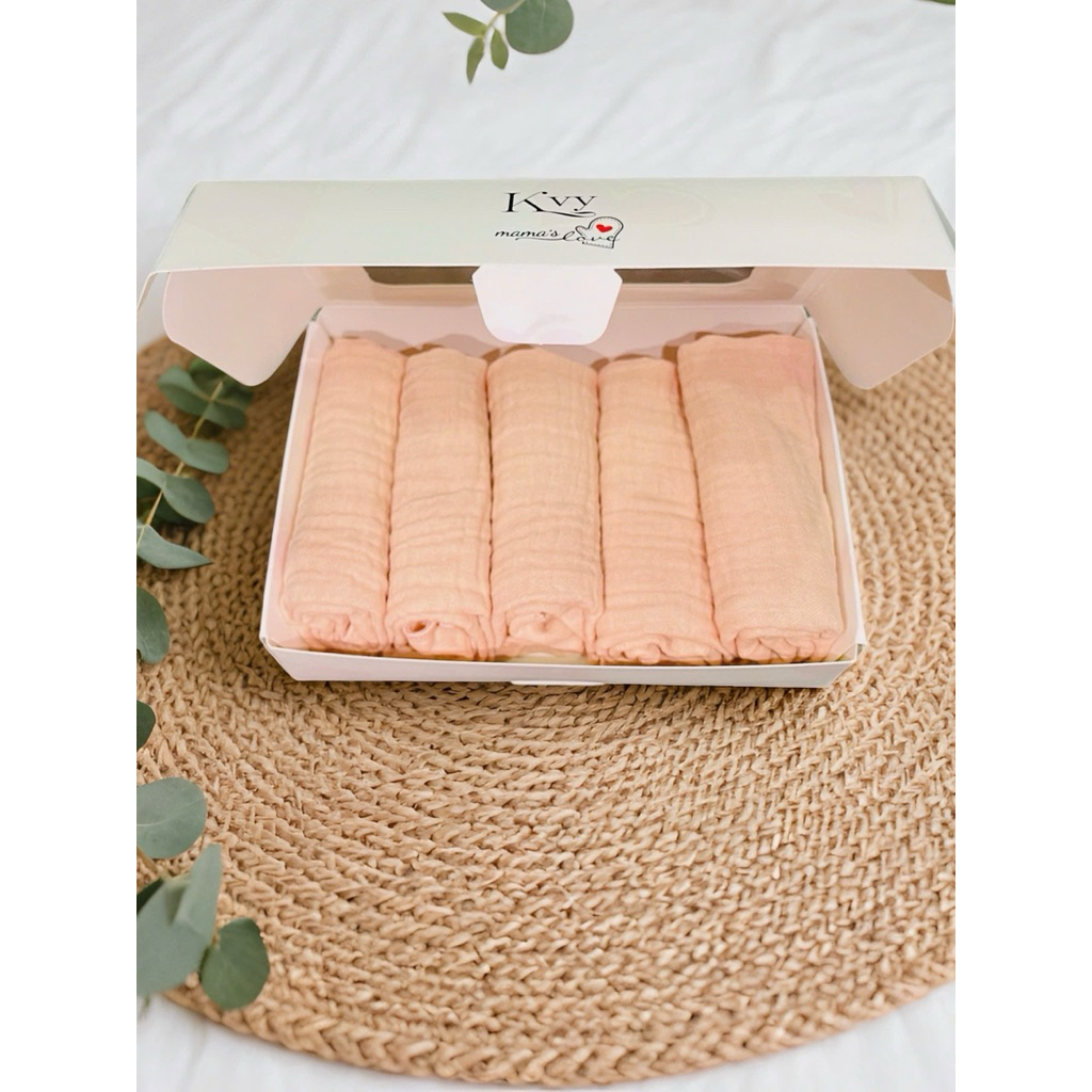 sét 5 khăn sữa xô musslin trơn cho bé