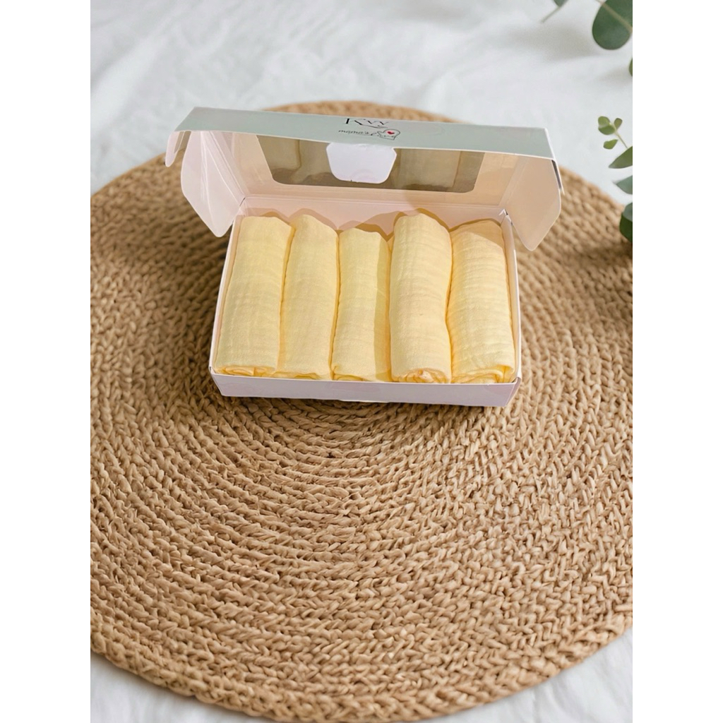sét 5 khăn sữa xô musslin trơn cho bé