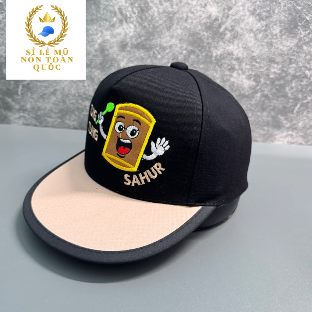 Mũ hiphop cho bé 3-8 tuổi - Nón snapback phối màu Thêu tung tung sahur siêu đẹp