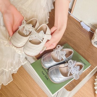 giày búp bê tập đi cho bé gái chất liệu da pu cao cấp quai dán đính nơ ren ngọc ( TD25 )
