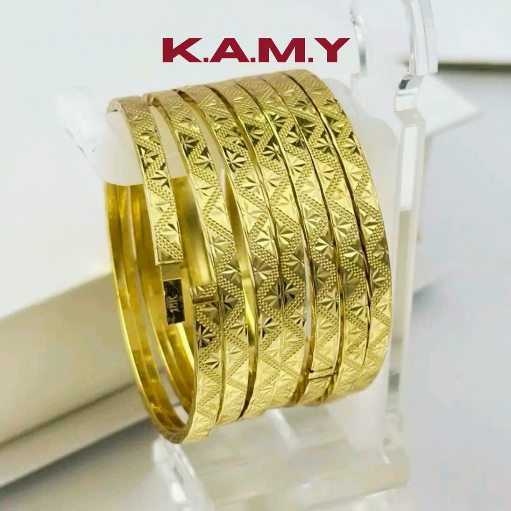 Bộ 07 Chiếc Ximen Mạ Vàng 18K Họa Tiết Caro Hoa Tuyết Sang Trọng – Vòng Tay Bản Mảnh Cao Cấp K.A.M.Y