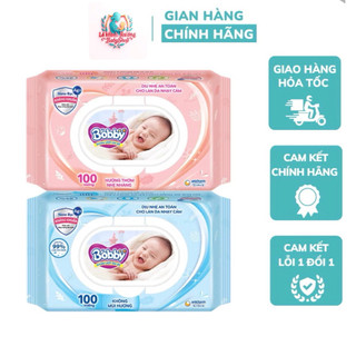 [COMBO 2 BỊCH] Khăn ướt Bobby không mùi/ có mùi (100 miếng)