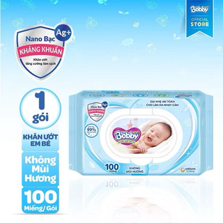 [COMBO 2 BỊCH] Khăn ướt Bobby không mùi/ có mùi (100 miếng)