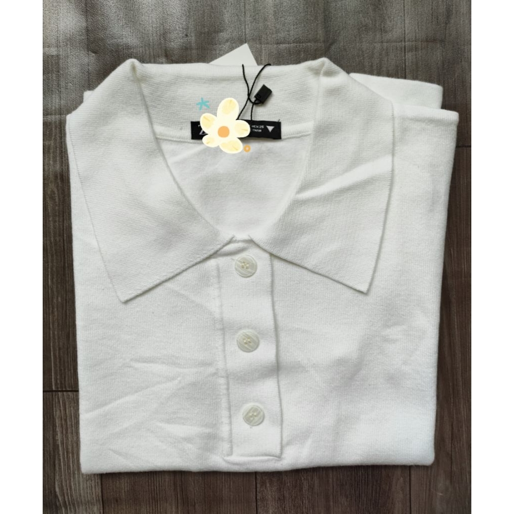(BomoHouse) Áo polo len dệt kim ZR@ dáng hơi crop - dư xịn