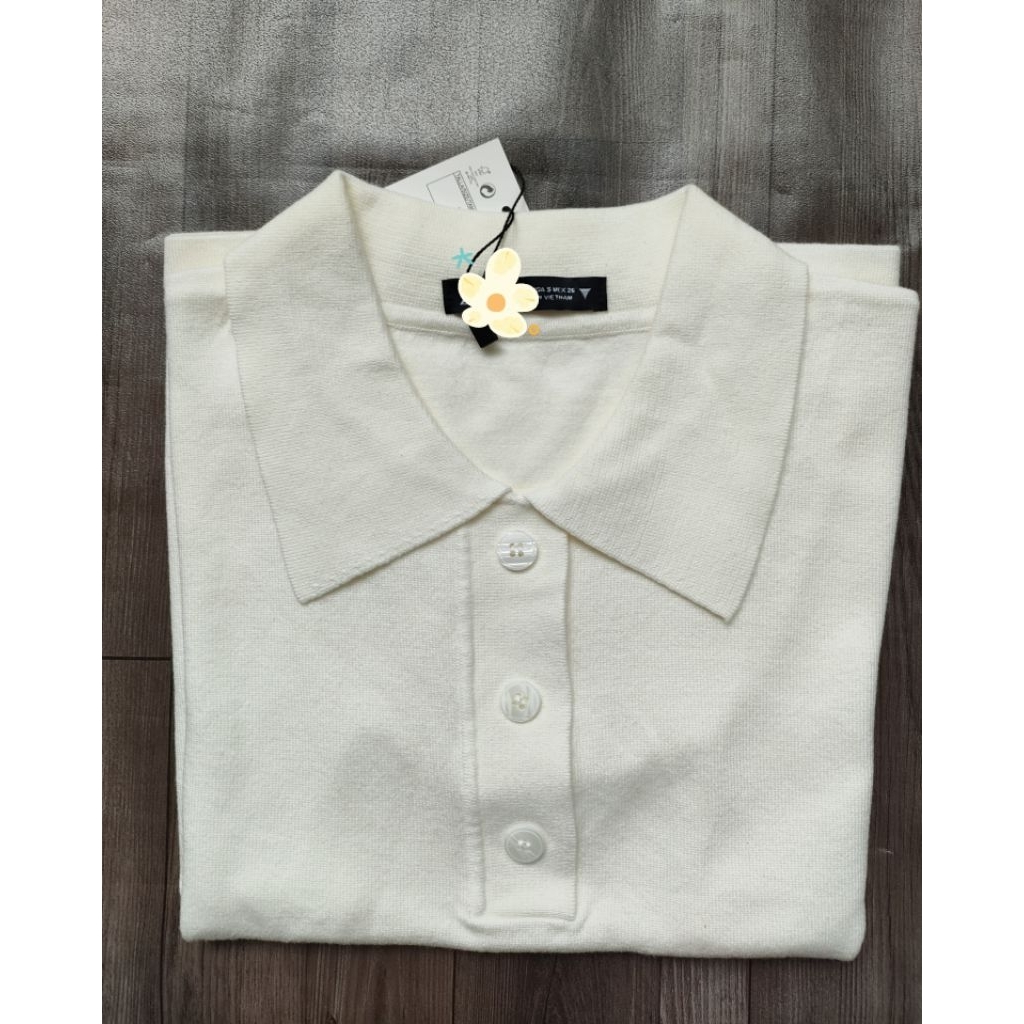 (BomoHouse) Áo polo len dệt kim ZR@ dáng hơi crop - dư xịn