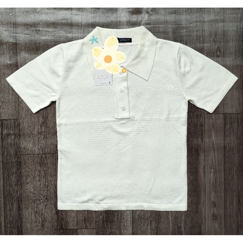 (BomoHouse) Áo polo len dệt kim ZR@ dáng hơi crop - dư xịn
