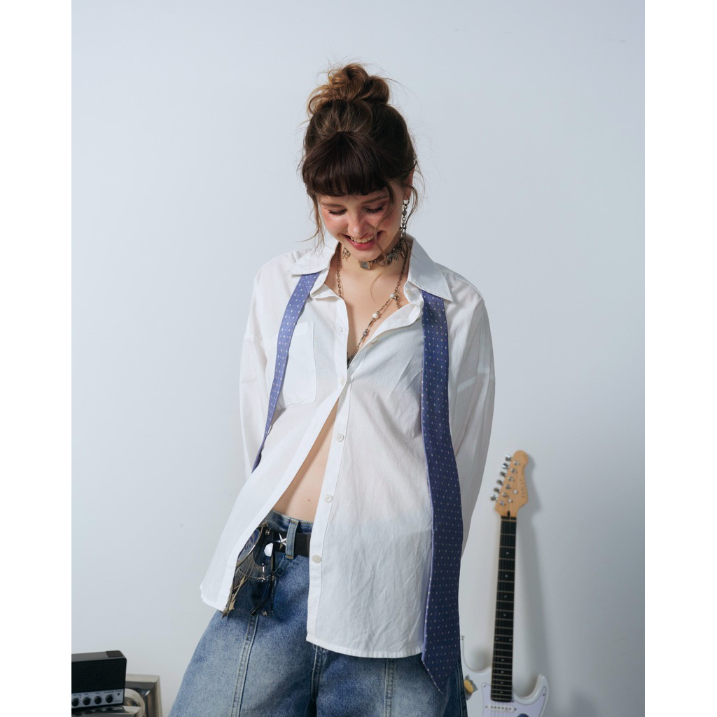 Remmus basic shirt - Áo sơ mi chất liệu cotton thô thoáng mát thêu logo Remmus
