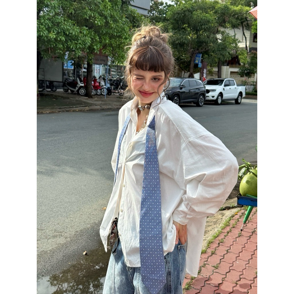 Remmus basic shirt - Áo sơ mi chất liệu cotton thô thoáng mát thêu logo Remmus