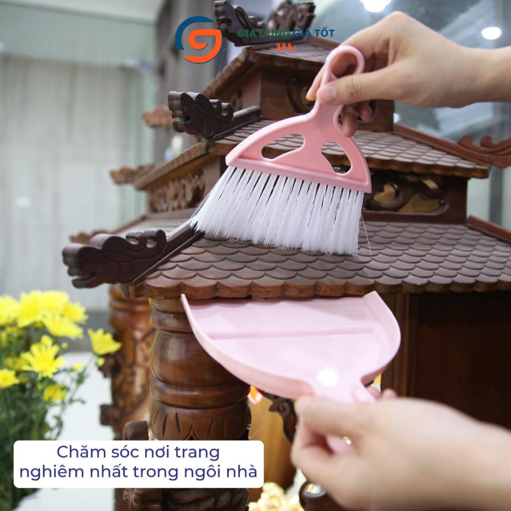 Bộ chổi quét mini kèm hốt rác nhựa Song Long - Chổi bàn thờ, bàn làm việc, văn phòng nhỏ gọn