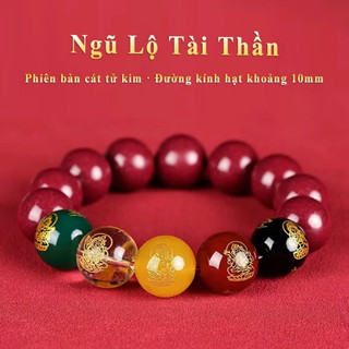 Vòng đá chu sa phong thuỷ ngũ lộ thần tài thu hút may mắn tài lộc bình an vòng phật
