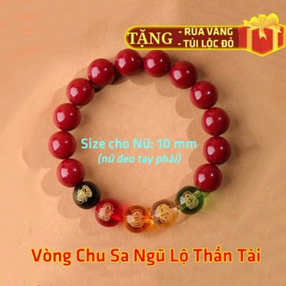 Vòng tay Chu sa phong thuỷ Ngũ Lộ Thần Tài may mắn tài lộc bình an vòng đá chu sa đỏ vòng hạt phật