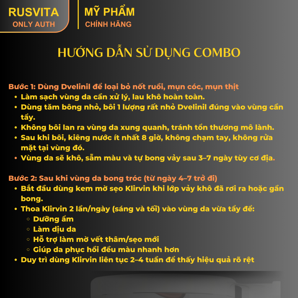 [Combo khuyên dùng][Tẩy nốt ruồi DVELINIL và mờ sẹo KLIRVIN nhập Khẩu chính hãng Nga] Hỗ trợ làn da sáng và phục hồi