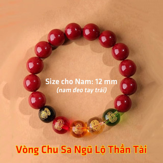 Vòng tay Chu sa Ngũ Lộ Thần Tài - Vòng Tay May Mắn Năm Vị Thần Giàu Vàng Cát Chuyển Hạt Vòng Tay
