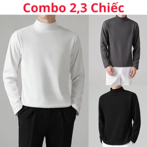 Áo Giữ Nhiệt Nam Nữ Cổ Cao 3 Phân, Áo Giữ Nhiệt Lót Lông Nỉ Bên Trong Co Giãn 4 Chiều Cao Cấp VATINO