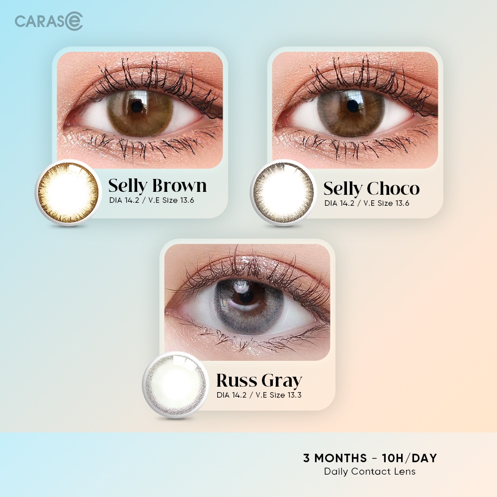 [1 chiếc] Kính áp tròng khoá ẩm 10H 3 tháng màu S Russ Gray, S Selly Brown, S Selly Choco (Lens cận Outlet) -
