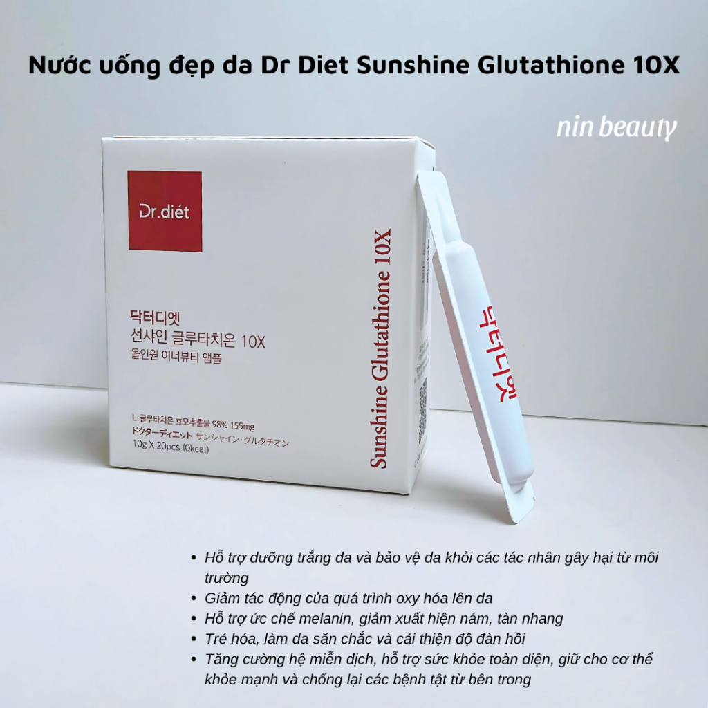 sunshine glutathione 10x Siro Trắng Da Dr.Diét Sunshine Glutathione 10X Mờ Nám, Căng Bóng, Bật Tone  Hộp 200g