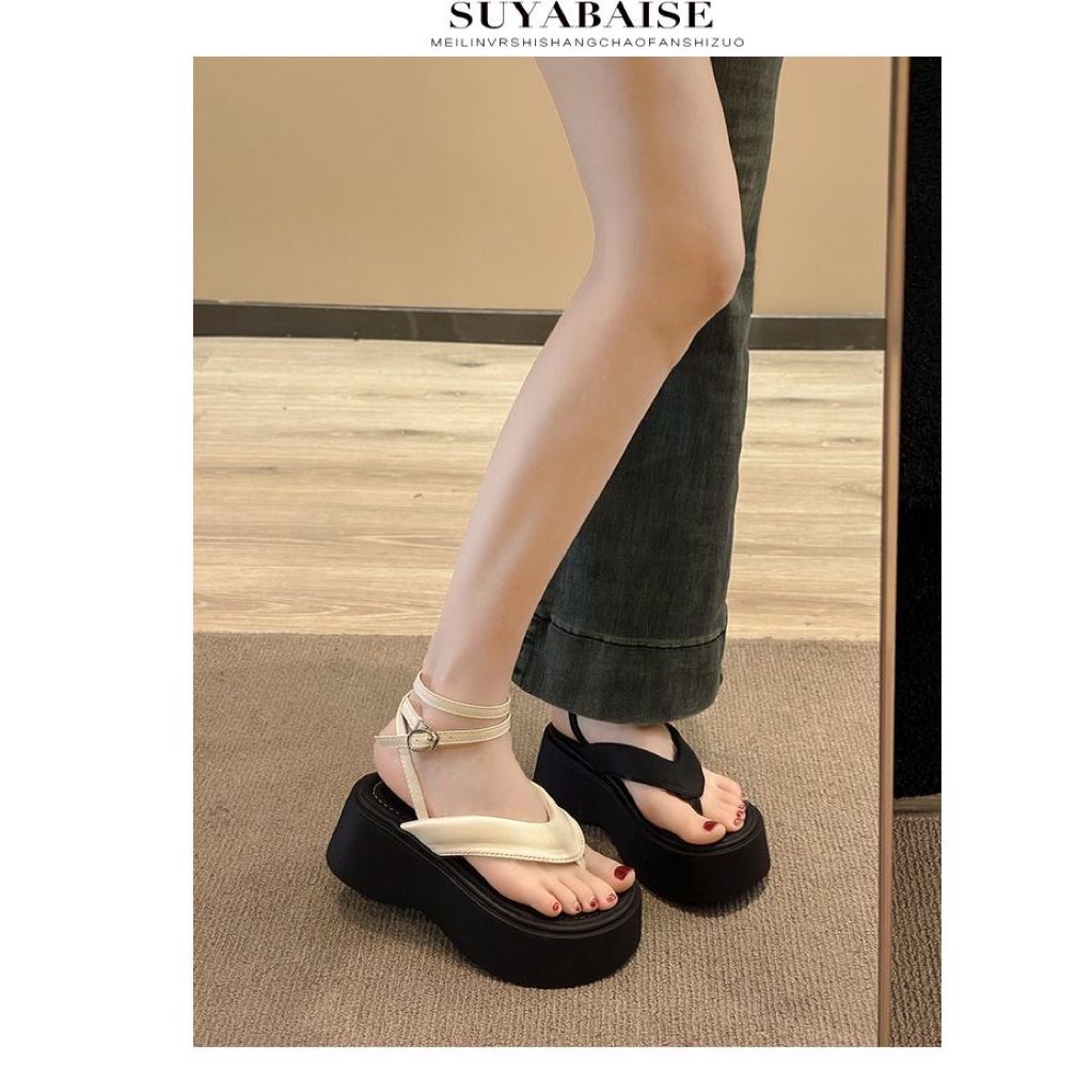 (Sẵn xanh 38) Dép Sandal Quai Hậu Xỏ Ngón Đế Độn Siêu Êm Điệu Đà phong cách Ulzzang