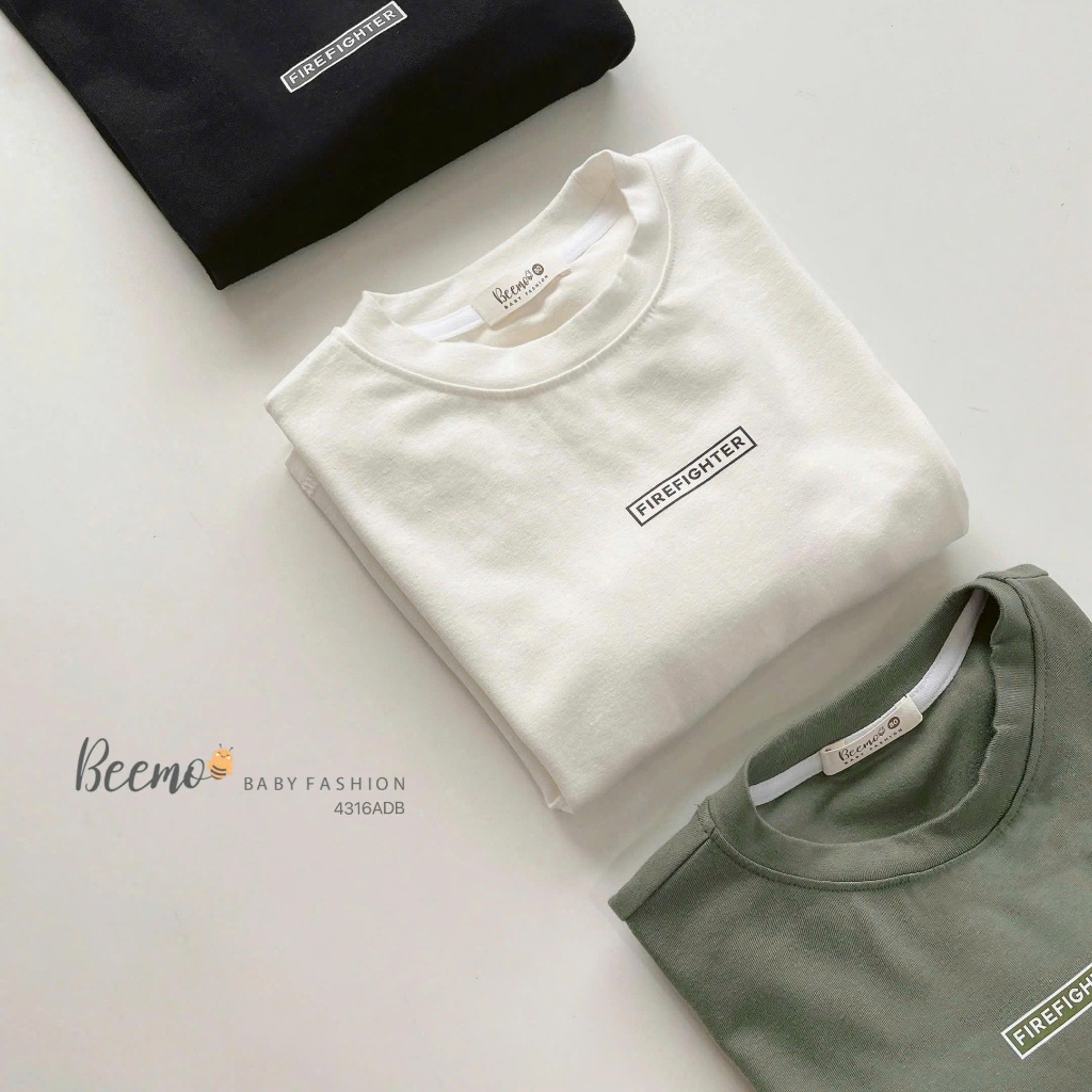 Áo phông dài tay in chữ cho bé, áo thun basic trơn màu cotton mềm đẹp 4316ADB