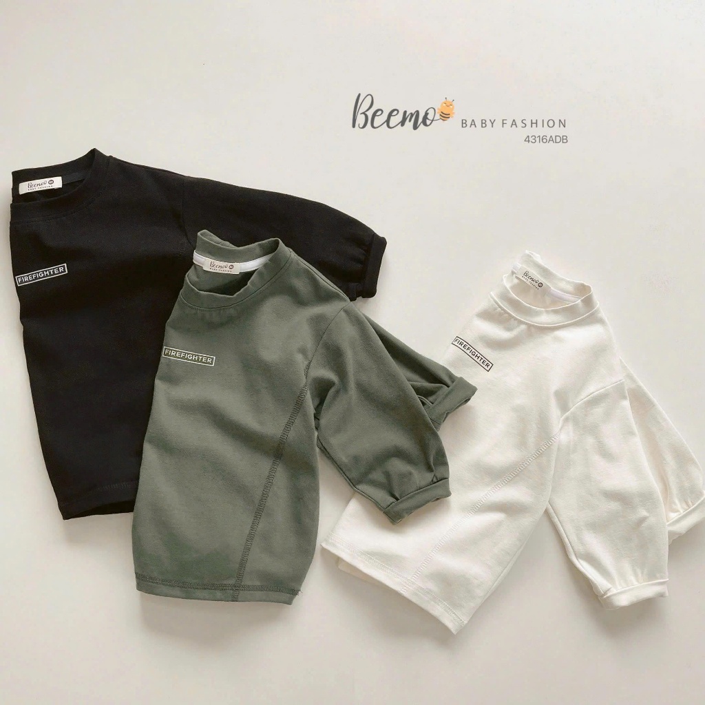 Áo phông dài tay in chữ cho bé, áo thun basic trơn màu cotton mềm đẹp 4316ADB
