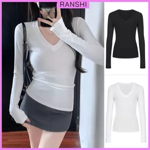 Áo Dài tay Cổ Tym Ôm Dáng RANSHI Kiểu Dáng Basic Chất Thun Cotton Mềm Mại - RA330