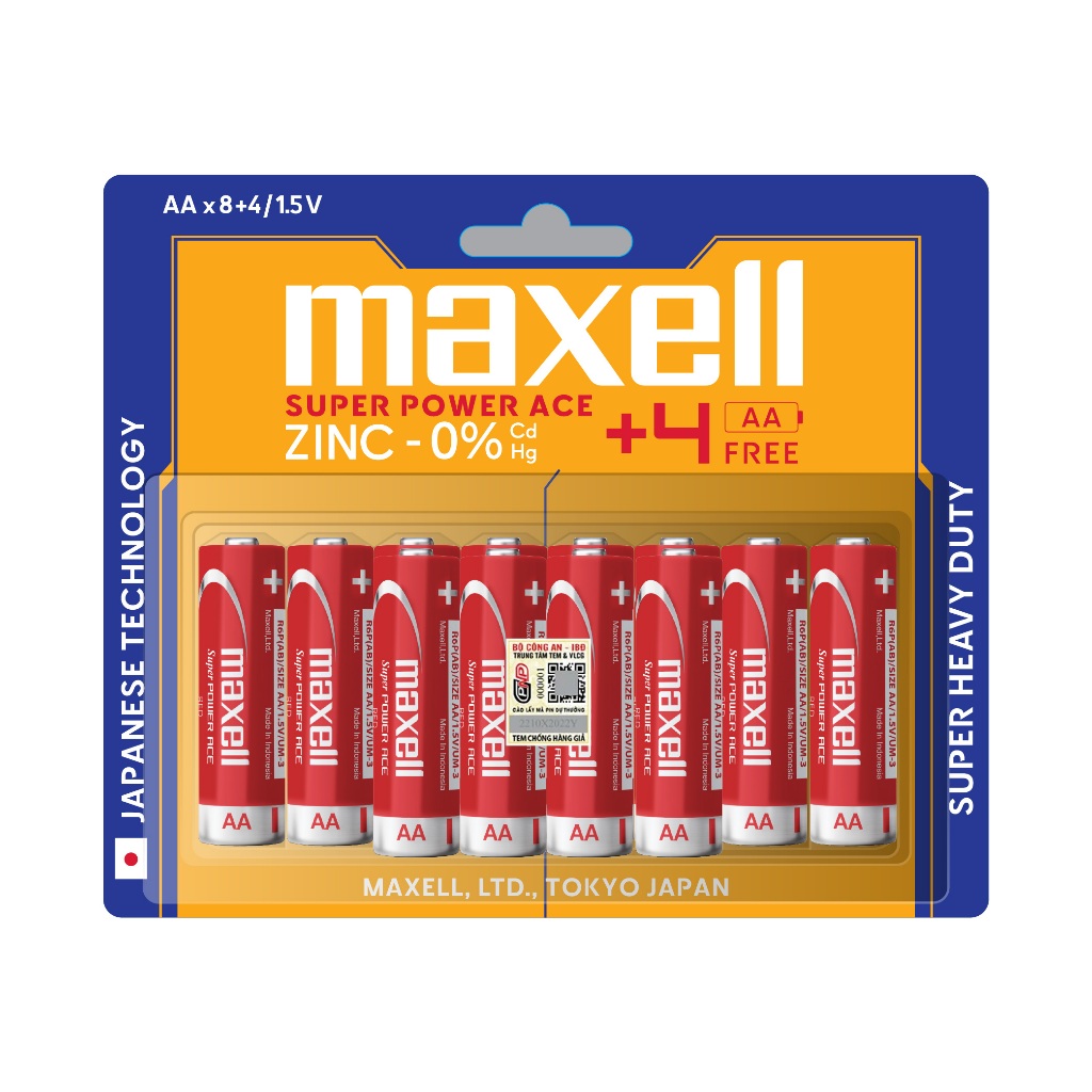 Pin Tiểu AA/ 2A Maxell (R6P) Vỉ 8 Tặng 4 Viên 1.5V Chính Hãng - Pin ...