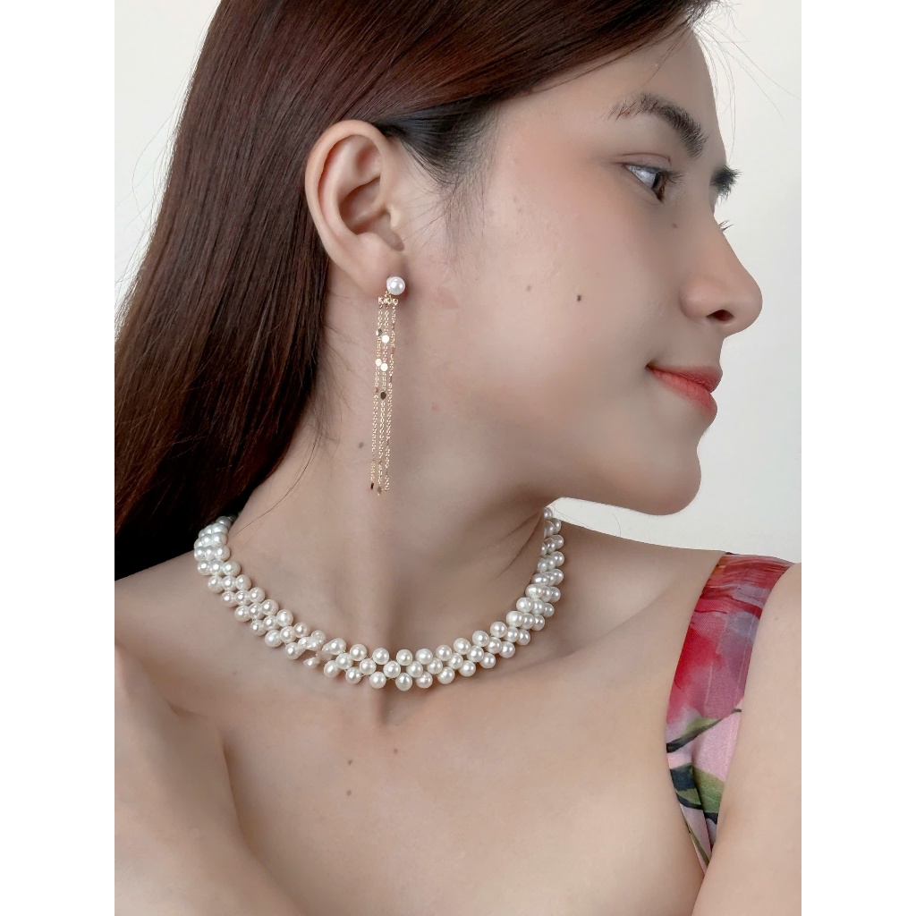 SET12 - Bộ trắng Sức ngọc trai Nước Ngọt Hai Tầng 5-6 li - Vòng Cổ Sang Trọng và Vòng Tay Thanh Lịch - Quà 20/10 tặng mẹ