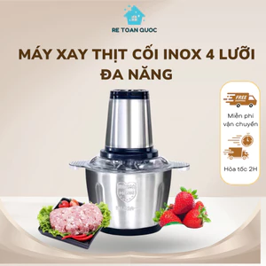 Máy Xay Thịt Cối Inox 4 Lưỡi Đa Năng, xay thịt, xay tỏi ới, xay rau củ quả dung tích 2L