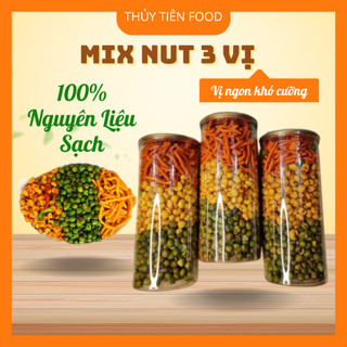 Snack Mix 3 Vị Hũ 300gr – Tăm Đậu Phô Mai, Đậu Hà Lan, Bắp Sấy