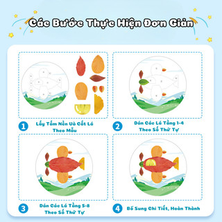 Combo 2 Quyển Sách Tranh Dán Handmade Bằng Lá Ép Khô Với Chủ Đề Cổ Tích, Con Vật Cho Bé Phát Triển Tư Duy, Sáng Tạo