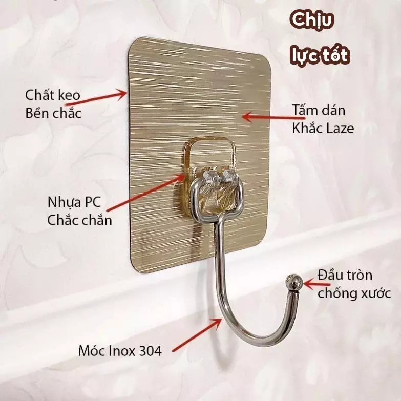 Combo 10-50 Móc Dán Tường Siêu Dính, Móc Treo Đồ Dán Tường Nhôm Inox Treo Đồ Nặng Tới 10kg - Huy Tưởng | BigBuy360 - bigbuy360.vn
