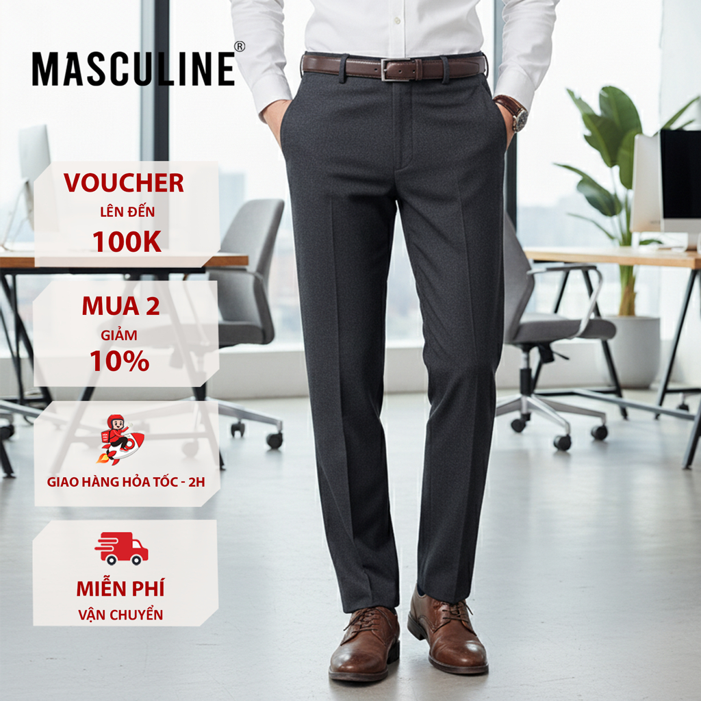 Quần âu nam cao cấp MASCULINE, Form beggi relex, Chất liệu cotton thoáng mát co giãn nhẹ – MBR501