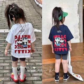 S338-M-[tomnaukids] Set áo thun HELLO phối quần leggin đùi cho bé size từ 9-40Kg