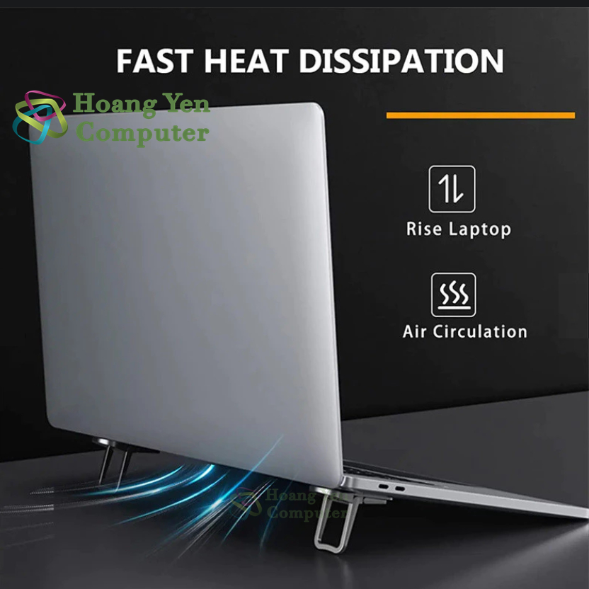 Giá Đỡ Máy Tính Xách Tay, Chân Đế Laptop Gập Gọn 2 Cấp Độ, Dán Keo 3M Siêu Bám Giúp Tản Nhiệt Tốt - Hoàng Yến Computer