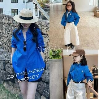 A99-[tomnaukids] Áo sơ mi thêu Ngựa/Mickey/Pep size Mẹ và bé từ 9-65Kg