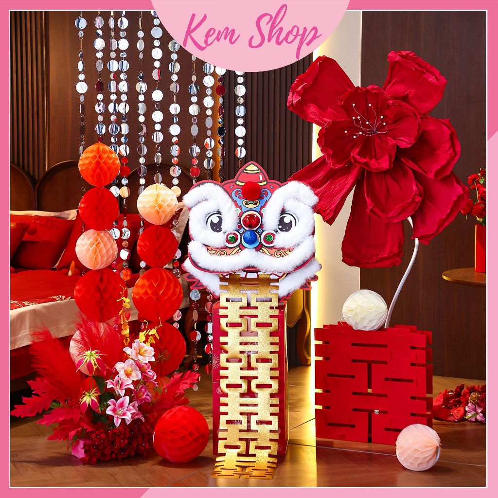 Mặt lân sư tử trang trí decor tết, đám cưới, trung thu - Kem Shop K126