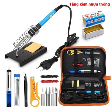 bộ 15 món Mỏ hàn thiếc điều chỉnh nhiệt độ máy hàn chì mini mỏ hàn 60w 220v và phụ kiện hàn thiếc hàn bộ mũi h