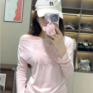 Hàn Quốc mua sắm gila archive chữ in vi thấu dài tay áo T-shirt nữ áo khoác jennie cùng loại áo