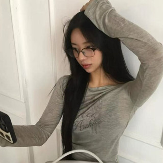 Hàn Quốc mua sắm gila archive chữ in vi thấu dài tay áo T-shirt nữ áo khoác jennie cùng loại áo