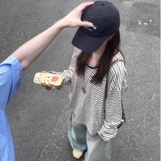 áo dài tay mỏng mùa thu nữ hàn quốc eleclassm áo sọc ngang áo thun tay dài
