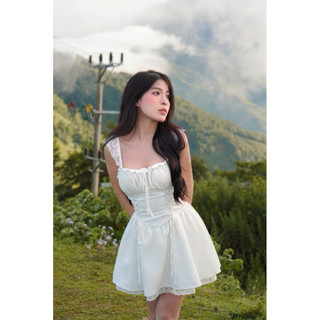 [HÀNG SẴN ] LUNA Dress | Váy trắng corset dây buộc, váy tiểu thư dáng xòe phong cách Hàn