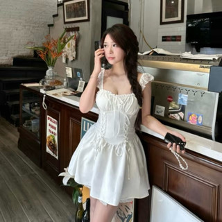 [HÀNG SẴN ] LUNA Dress | Váy trắng corset dây buộc, váy tiểu thư dáng xòe phong cách Hàn