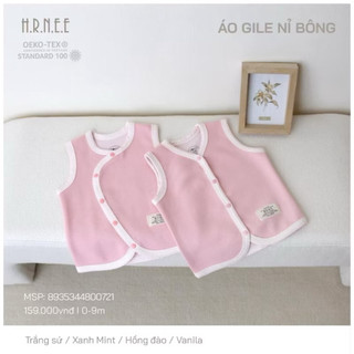 Áo gile cài chéo nỉ bông hrnee 0-9m