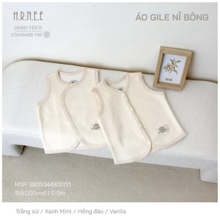 Áo gile cài chéo nỉ bông hrnee 0-9m