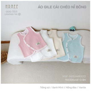 Áo gile cài chéo nỉ bông hrnee 0-9m