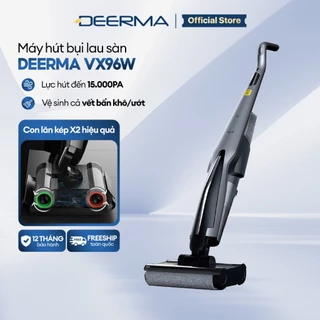 Máy hút bụi lau sàn Deerma VX96W với tay cầm hỗ trợ lực đẩy, màn hình hiển thị giọng nói đa năng - Bảo hành 12 tháng